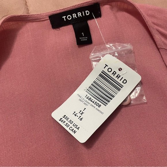 Torrid | pink Lenny drape kimono cardigan - Picture 5 of 6